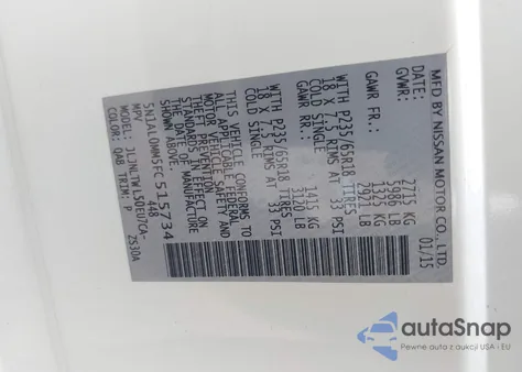 2015 Infiniti Qx60 from USA, damaged, VIN 5N1AL0MM5FC515734